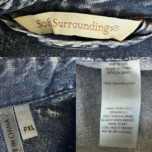 Soft Surroundings Women's Size Petite XL Tencel Acid Wash Maxi Shirt Denim Dress - Picture 4 of 17